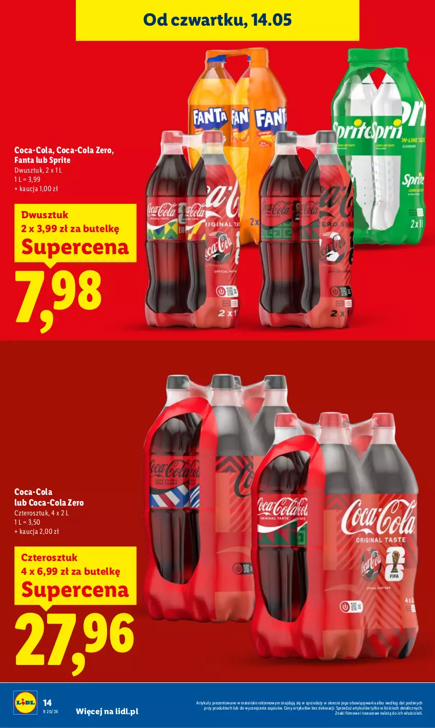 Gazetka promocyjna Lidl - Gazetka ważna od 14.05 do 16.05 - ważna 14.05 do 16.05.2026 - strona 14 - produkty: Coca-Cola, Fa, Fanta, Sprite