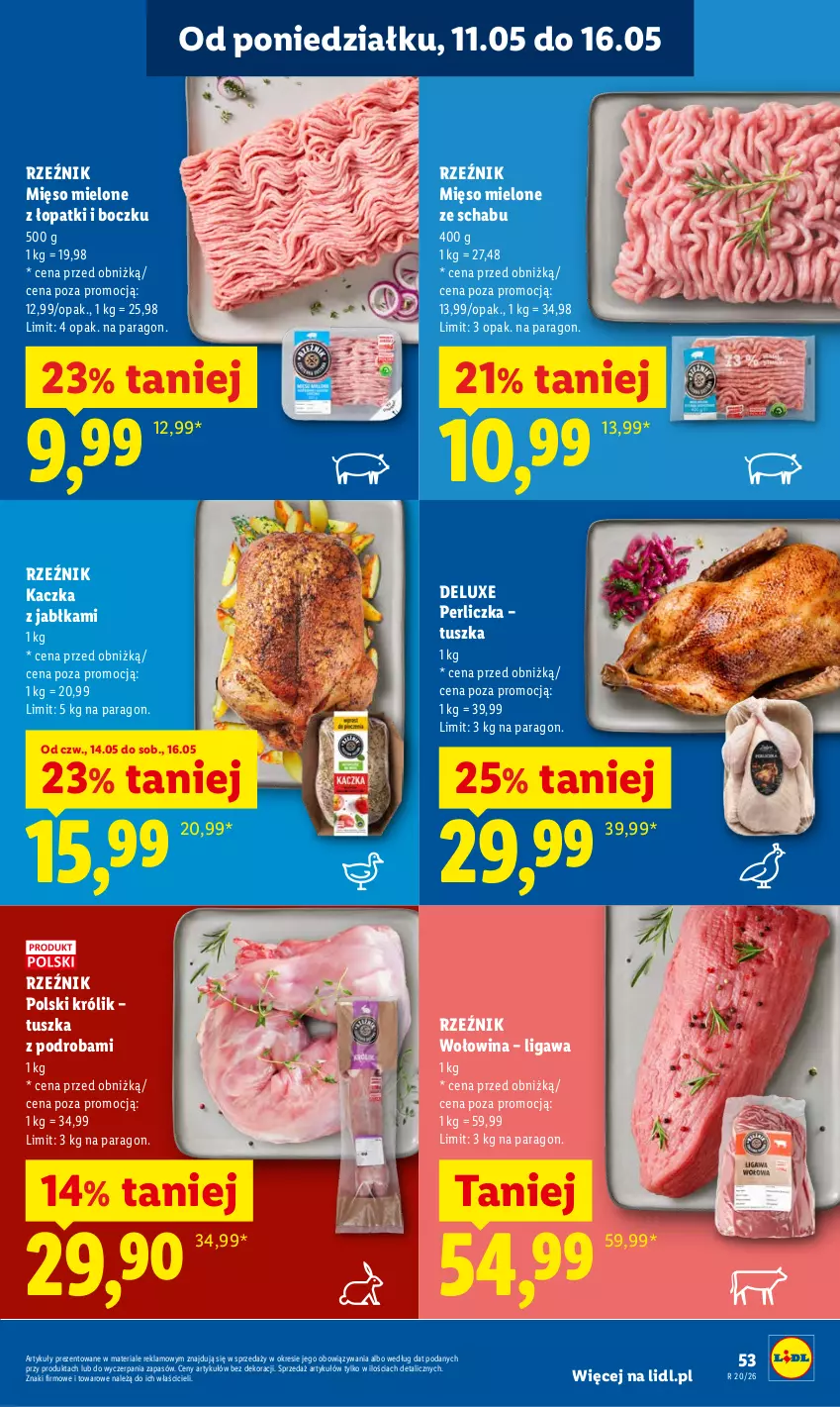 Gazetka promocyjna Lidl - Gazetka ważna od 14.05 do 16.05 - ważna 14.05 do 16.05.2026 - strona 55 - produkty: Jabłka, Kaczka, Królik, Mięso, Mięso mielone, Perliczka, Tusz, Wołowina