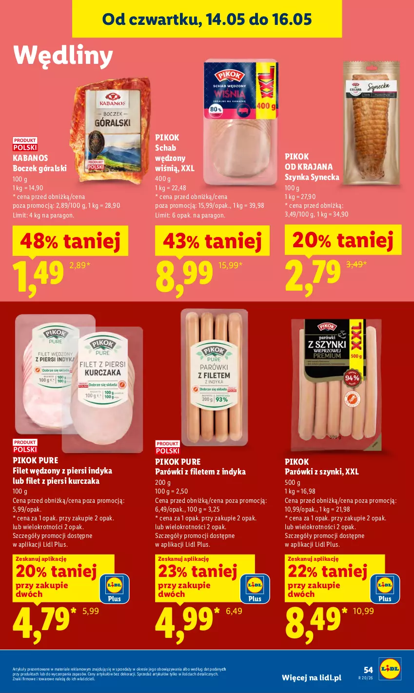 Gazetka promocyjna Lidl - Gazetka ważna od 14.05 do 16.05 - ważna 14.05 do 16.05.2026 - strona 57 - produkty: Boczek, Filet z piersi kurczaka, Kabanos, Kurczak, Parówki, Parówki z szynki, PIKOK, Pur, Szynka