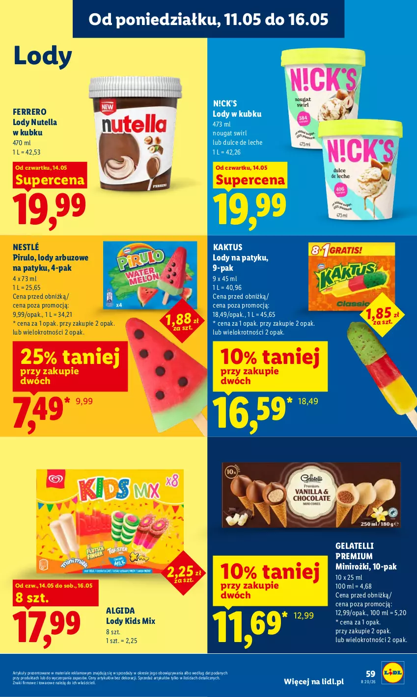 Gazetka promocyjna Lidl - Gazetka ważna od 14.05 do 16.05 - ważna 14.05 do 16.05.2026 - strona 63 - produkty: Algida, Arbuz, Ferrero, Kaktus, LG, Lody, Nestlé, Nutella