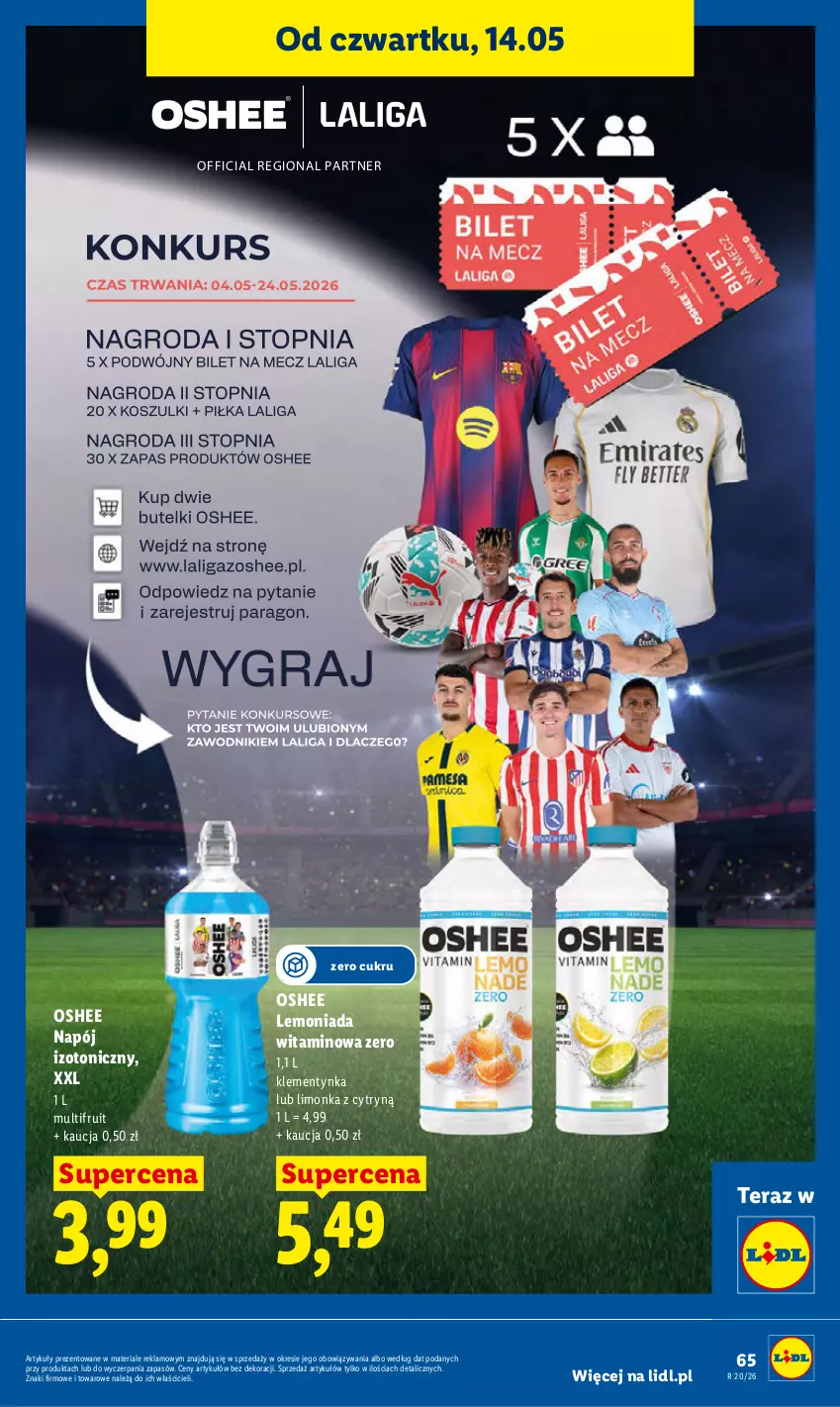 Gazetka promocyjna Lidl - Gazetka ważna od 14.05 do 16.05 - ważna 14.05 do 16.05.2026 - strona 69 - produkty: Lemoniada, Limonka, Napój, Napój izotoniczny, Oshee, Tera