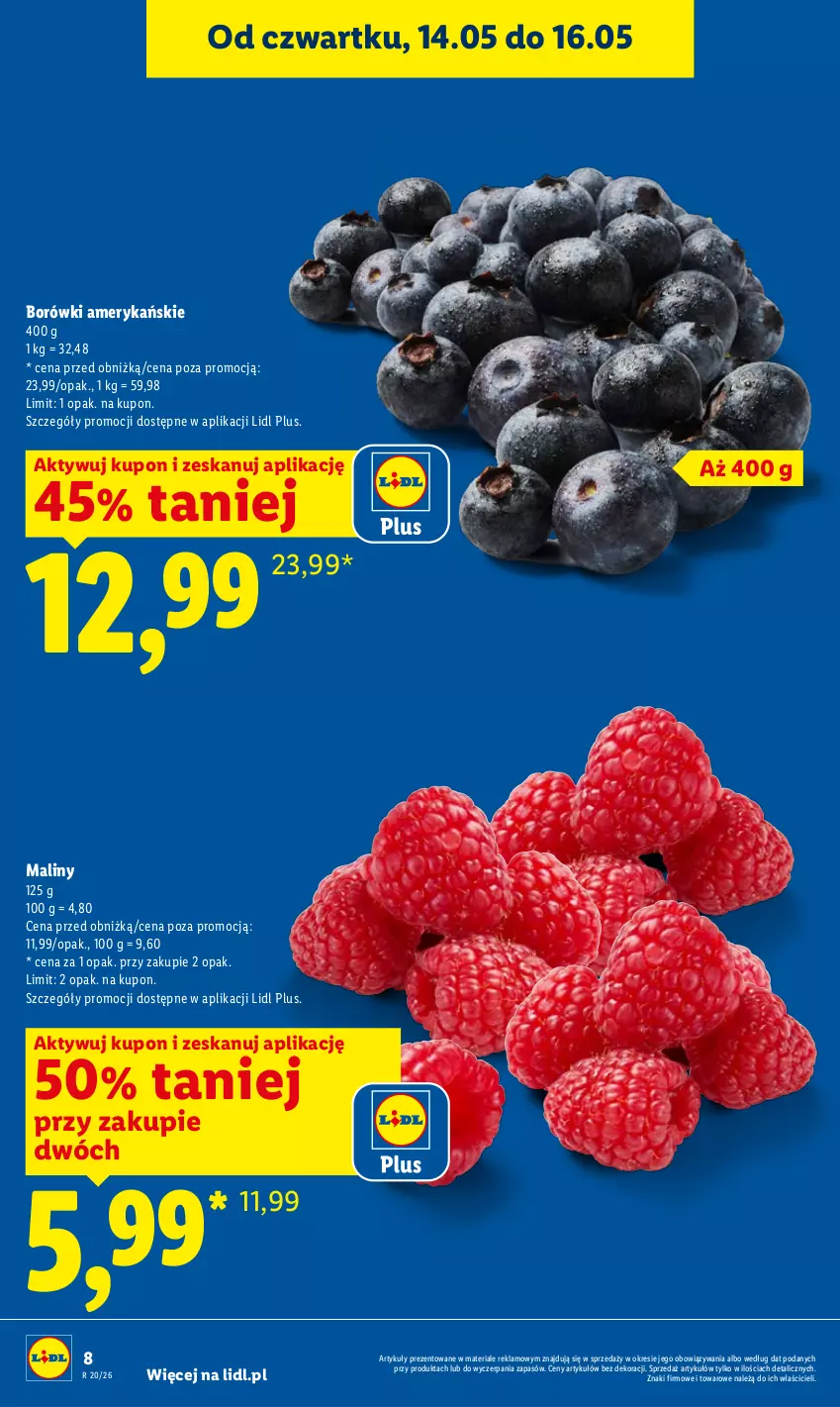 Gazetka promocyjna Lidl - Gazetka ważna od 14.05 do 16.05 - ważna 14.05 do 16.05.2026 - strona 8 - produkty: Maliny