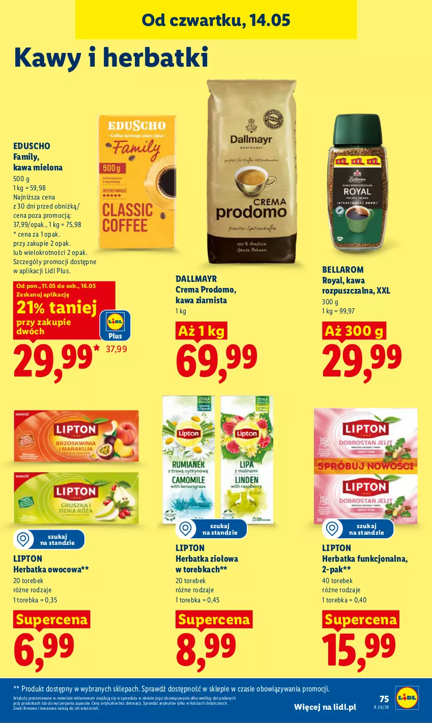 Gazetka promocyjna Lidl - Gazetka ważna od 14.05 do 16.05 - ważna 14.05 do 16.05.2026 - strona 81 - produkty: Bell, Bella, Dallmayr, Fa, Kawa, Kawa mielona, Kawa rozpuszczalna, Kawa ziarnista, Lipton, Torebka