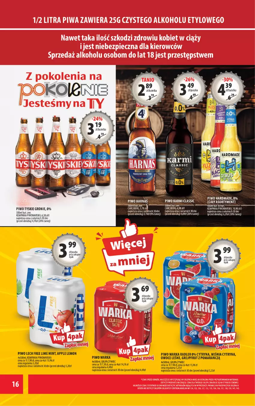 Gazetka promocyjna Arhelan - Gazetka - ważna 29.08 do 07.09.2025 - strona 16 - produkty: Fa, Grejpfrut, Owoce, Piwo, Radler, Tyskie, Warka