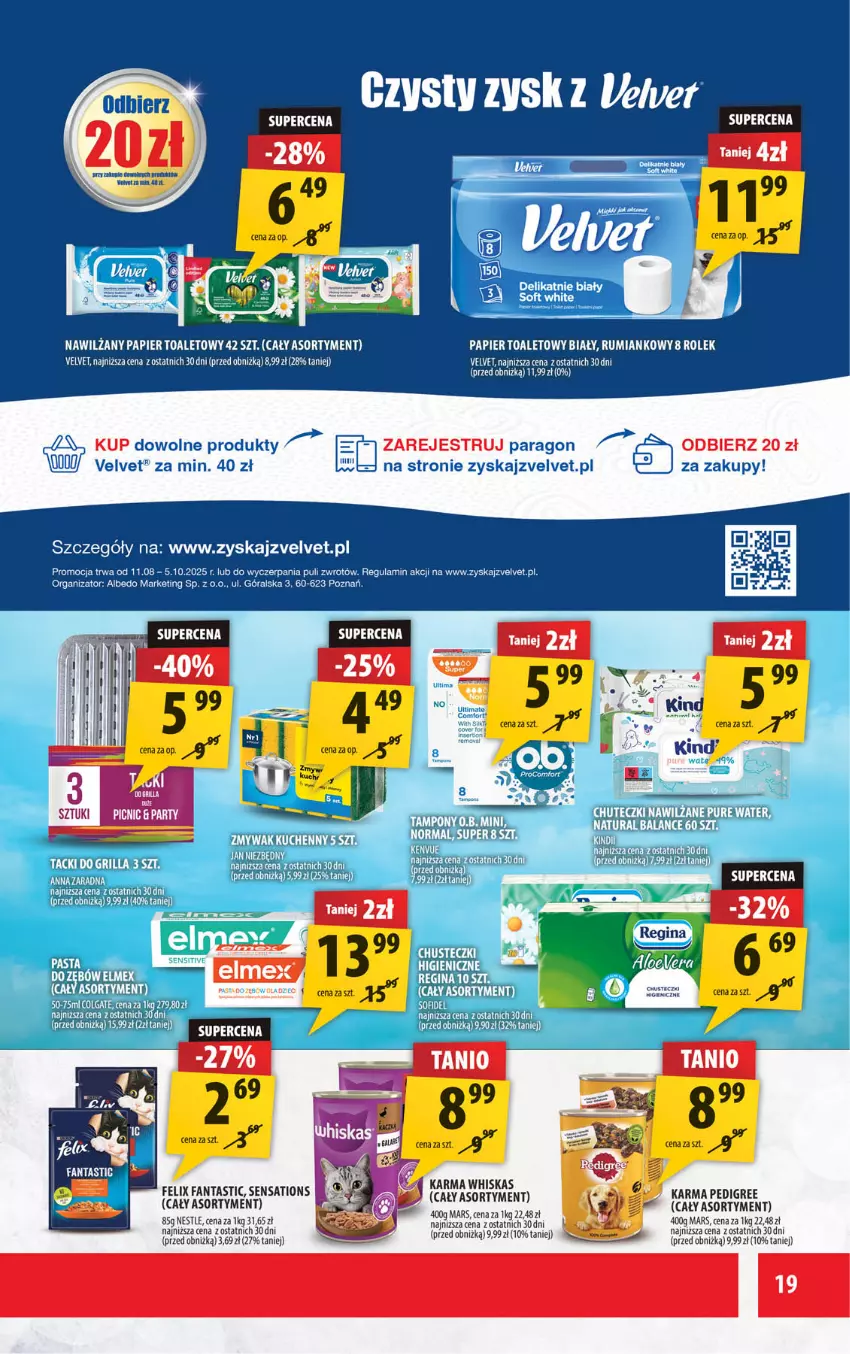 Gazetka promocyjna Arhelan - Gazetka - ważna 29.08 do 07.09.2025 - strona 19 - produkty: Fa, Fanta, Felix, LG, Mars, Nawilżany papier, Papier, Papier toaletowy, Pedigree, Rum, Sati, Velvet, Whiskas