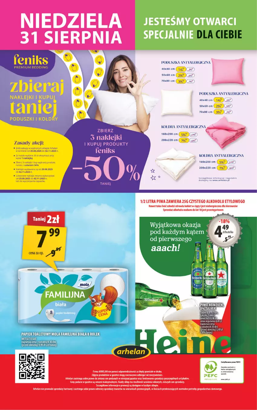 Gazetka promocyjna Arhelan - Gazetka - ważna 29.08 do 07.09.2025 - strona 20 - produkty: Heineken, Klej, Kołdra, Piec, Piwa, Piwo, Poduszka