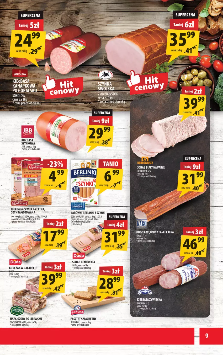 Gazetka promocyjna Arhelan - Gazetka - ważna 29.08 do 07.09.2025 - strona 9 - produkty: Berlinki, Duda, Gala, Kiełbasa, Kiełbasa szynkowa, Kurczak, Morliny, Parówki, Pasztet, Schab Benedykta, Szynka, Wagi
