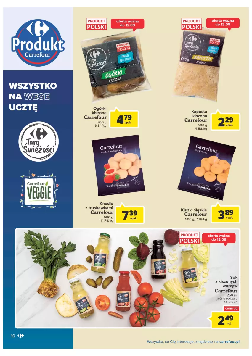 Gazetka promocyjna Carrefour - Gazetka Produkty Carrefour w mądrej cenie - ważna 06.09 do 17.09.2022 - strona 10 - produkty: Knedle, Sok, Sok z kiszonych warzyw