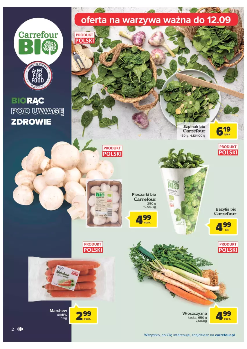 Gazetka promocyjna Carrefour - Gazetka Produkty Carrefour w mądrej cenie - ważna 06.09 do 17.09.2022 - strona 2 - produkty: Bazyl, Bazylia, Piec, Szpinak, Zdrowie