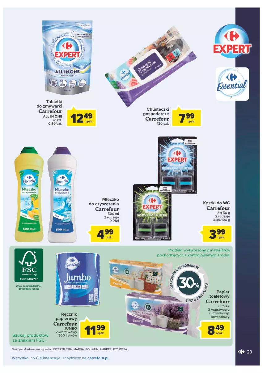 Gazetka promocyjna Carrefour - Gazetka Produkty Carrefour w mądrej cenie - ważna 06.09 do 17.09.2022 - strona 23 - produkty: Chusteczki, Mleczko, Papier, Ręcznik, Rum, Tablet, Tabletki do zmywarki, Zmywarki