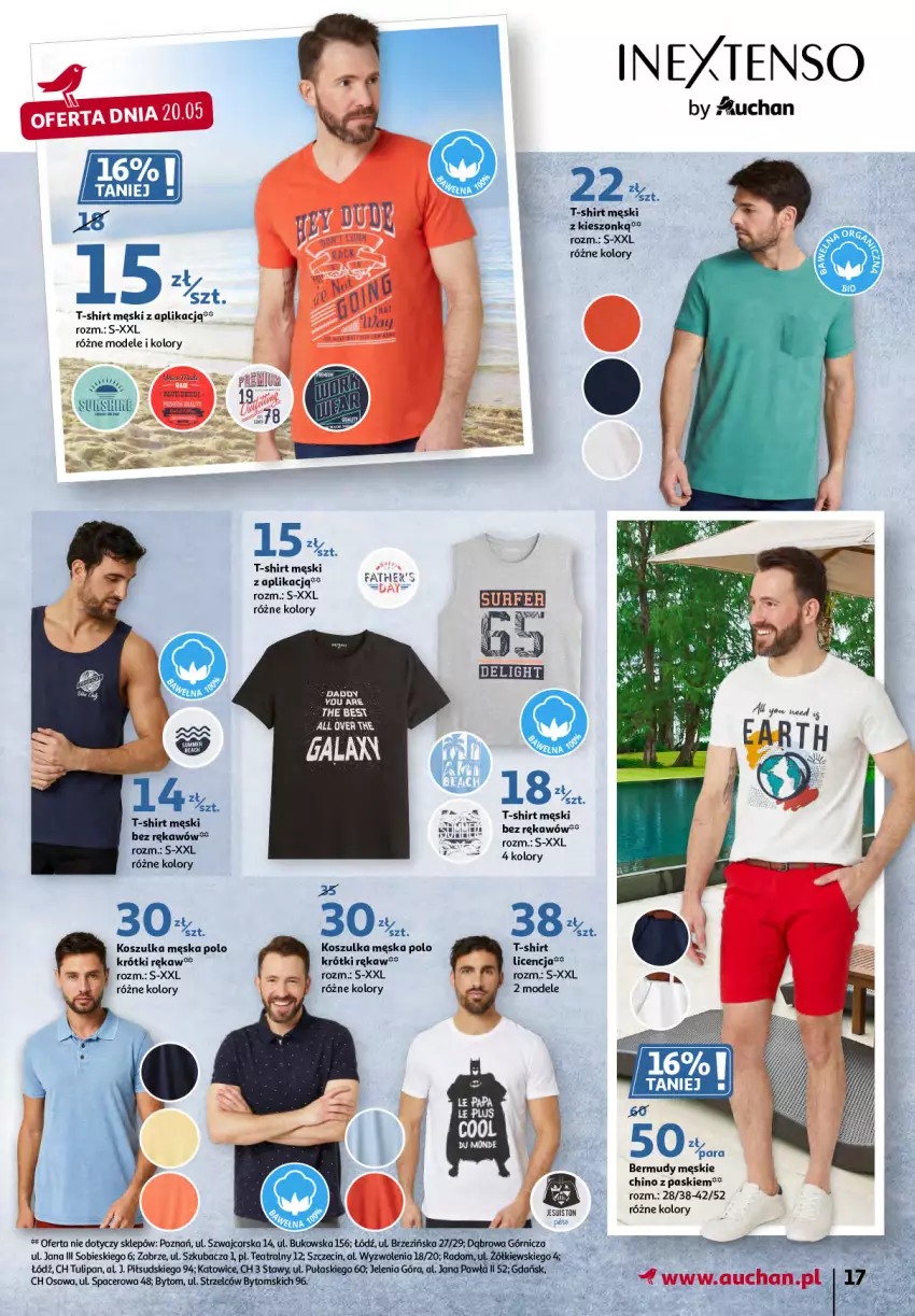 Gazetka promocyjna Auchan - Sezon na radość Hipermarkety - ważna 20.05 do 26.05.2021 - strona 17 - produkty: Bermudy, Cars, Fa, Gin, Kosz, Koszulka, T-shirt, Tulipan