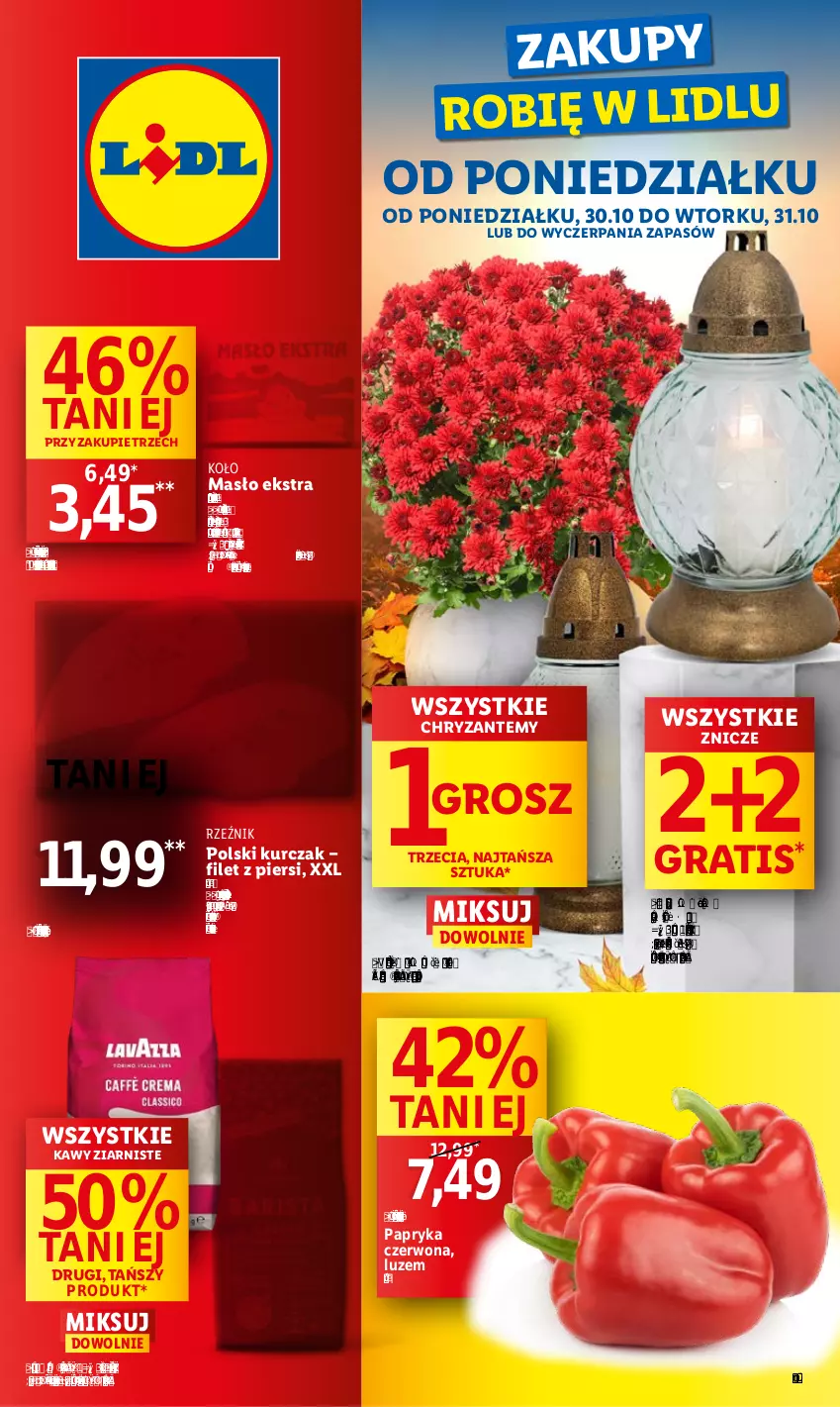 Gazetka promocyjna Lidl - GAZETKA - ważna 30.10 do 31.10.2023 - strona 1 - produkty: Gra, Kupiec, Kurczak, Masło, Olej, Papryka, Papryka czerwona, Piec, Znicz