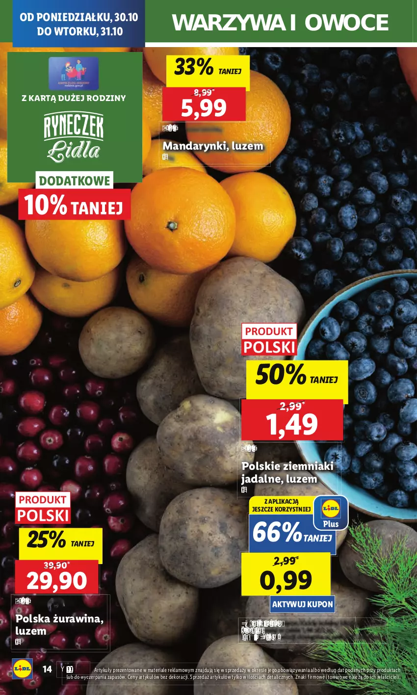 Gazetka promocyjna Lidl - GAZETKA - ważna 30.10 do 31.10.2023 - strona 28 - produkty: Chleb, Fa, Gra, Mandarynki, Olej, Owoce, Ser, Warzywa, Warzywa i owoce, Ziemniaki