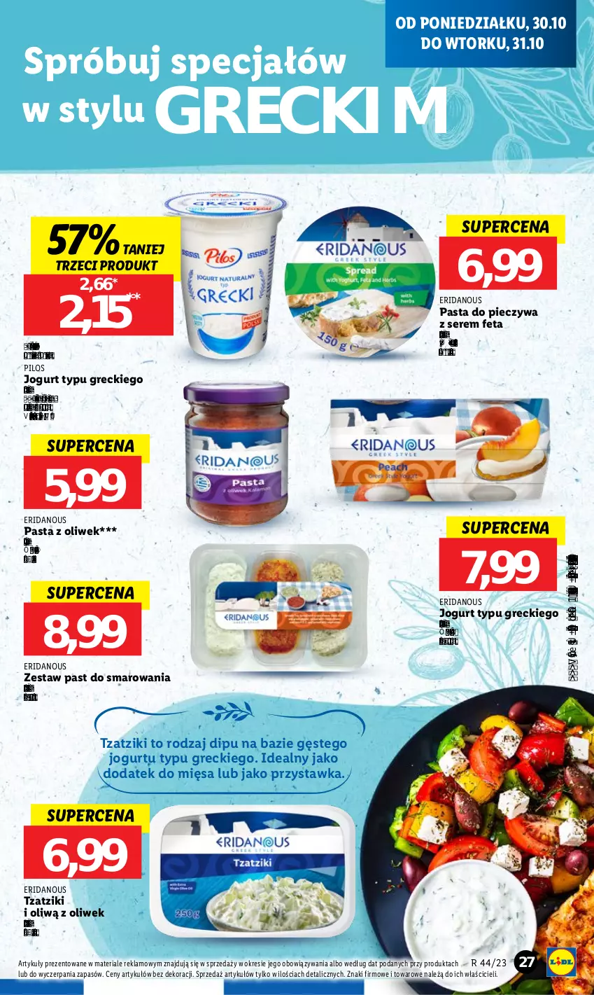 Gazetka promocyjna Lidl - GAZETKA - ważna 30.10 do 31.10.2023 - strona 41 - produkty: Feta, Jogurt, Kupiec, Piec, Pilos, Ser