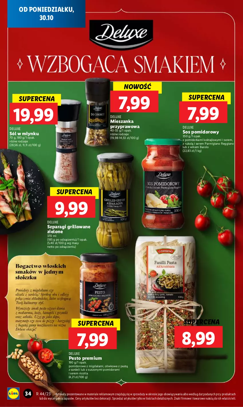 Gazetka promocyjna Lidl - GAZETKA - ważna 30.10 do 31.10.2023 - strona 48 - produkty: Grill, Makaron, Orka, Pesto, Ricotta, Ser, Sól, Sos, Sos pomidorowy