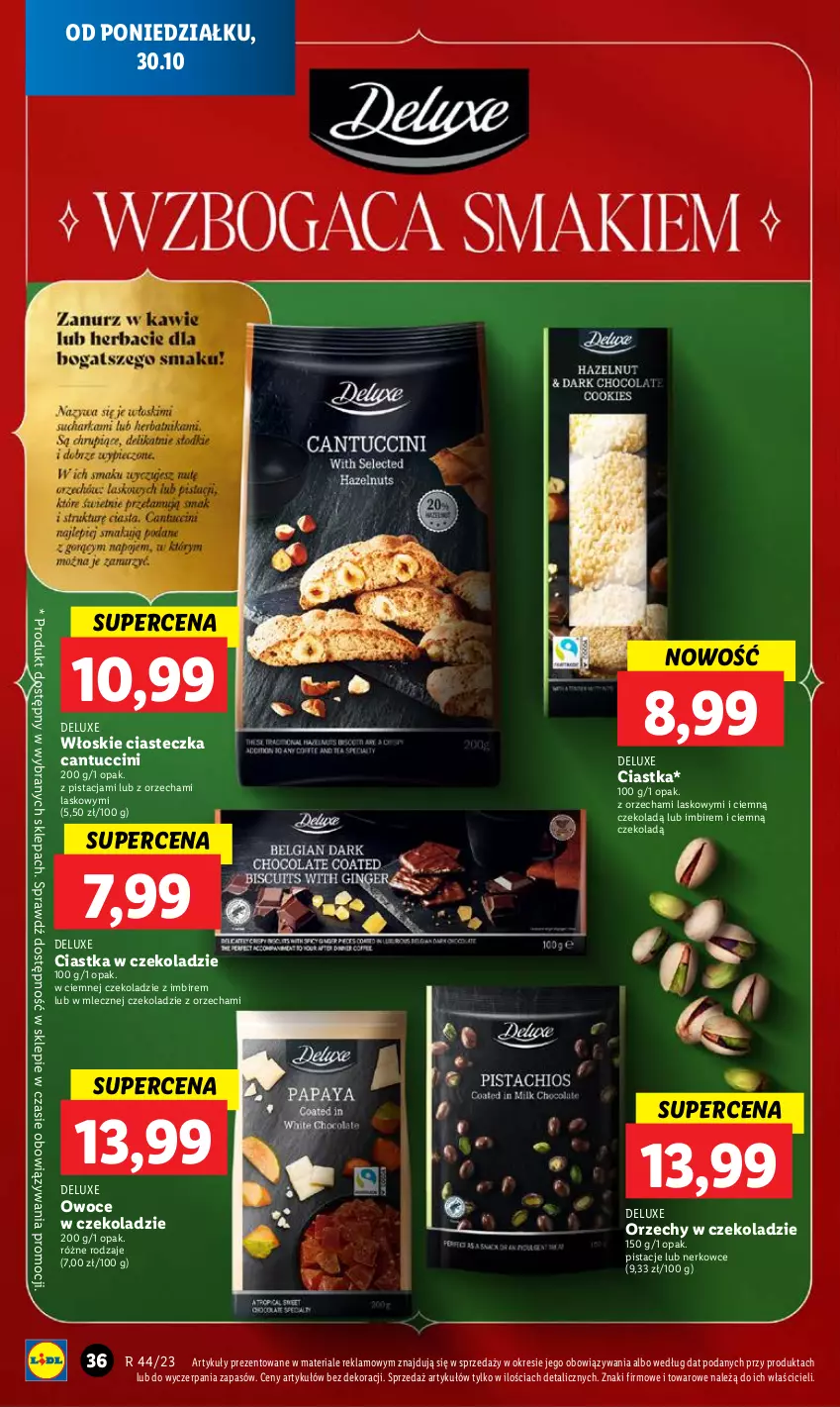 Gazetka promocyjna Lidl - GAZETKA - ważna 30.10 do 31.10.2023 - strona 50 - produkty: Ciastka, Imbir, Orzechy w czekoladzie, Owoce, Pistacje