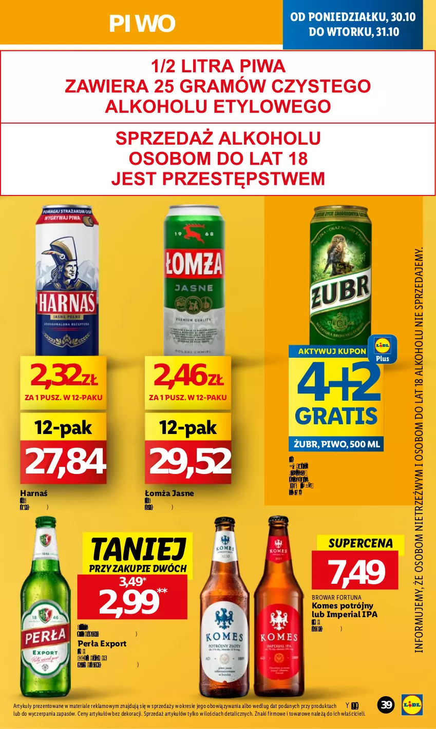 Gazetka promocyjna Lidl - GAZETKA - ważna 30.10 do 31.10.2023 - strona 53 - produkty: Fortuna, Gra, Harnaś, Olej, Perła, Piwo, Por