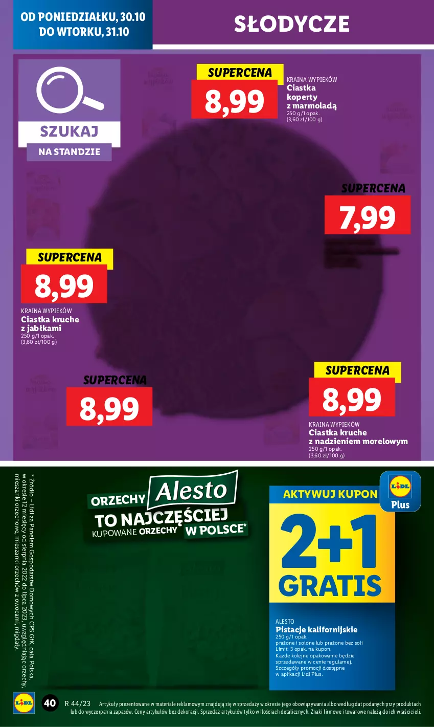 Gazetka promocyjna Lidl - GAZETKA - ważna 30.10 do 31.10.2023 - strona 54 - produkty: Ciastka, Gra, Jabłka, Migdały, Mola, Olej, Pistacje