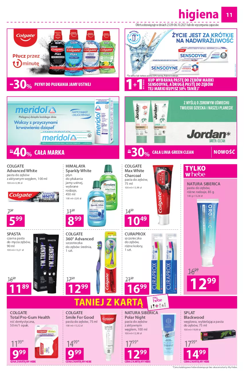 Gazetka promocyjna Hebe - Gazetka - ważna 23.09 do 06.10.2021 - strona 11 - produkty: Colgate, Colgate Total, Curaprox, Himalaya, Lack, LG, Natura Siberica, Nić dentystyczna, Pasta do zębów, Płyn do płukania, Płyn do płukania jamy ustnej, Sensodyne, Szczoteczka, Szczoteczka do zębów