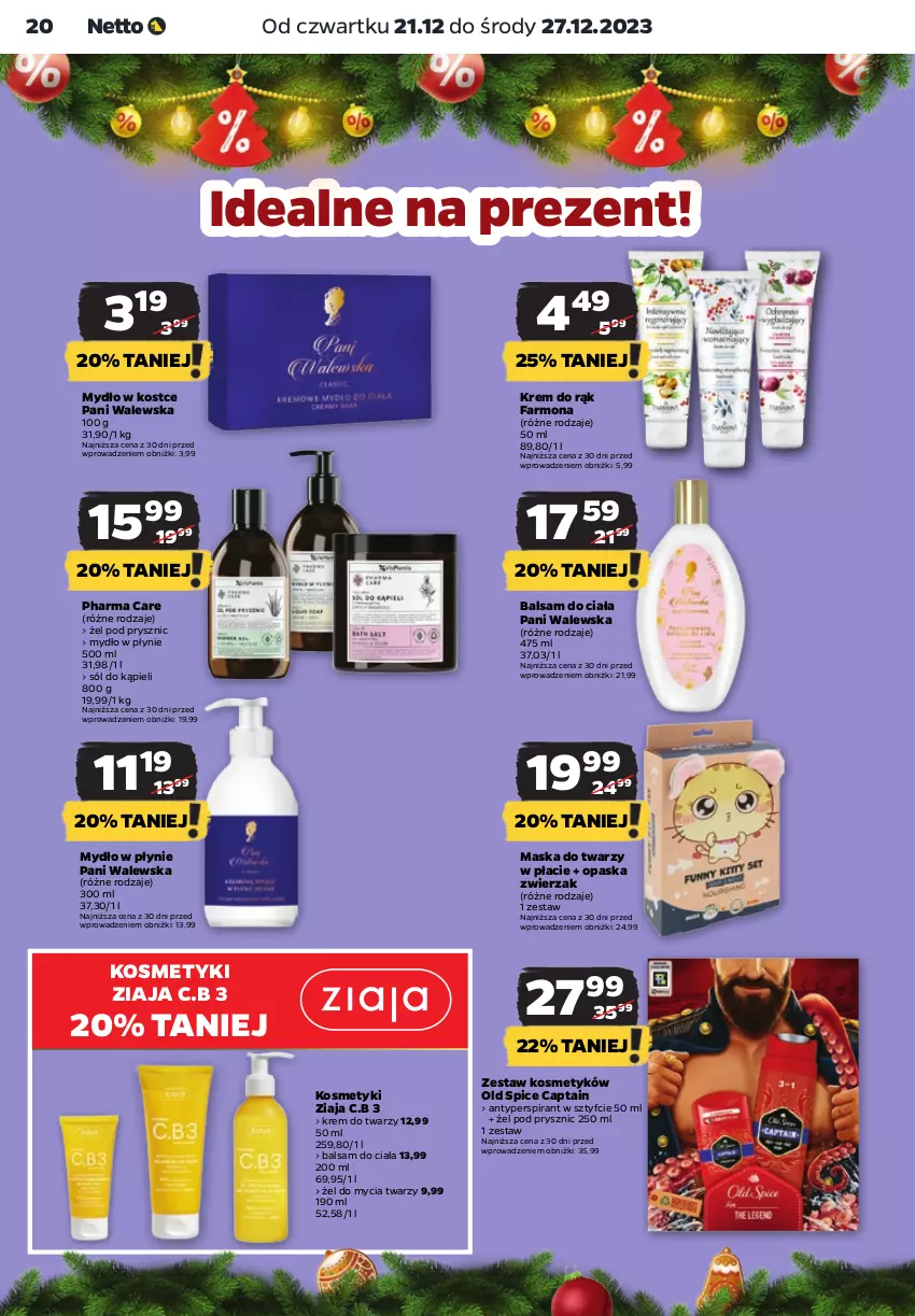 Gazetka promocyjna Netto - Artykuły spożywcze - ważna 21.12 do 27.12.2023 - strona 20 - produkty: Antyperspirant, Balsam do ciała, Fa, Krem do rąk, Krem do twarzy, Maska, Maska do twarzy, Mydło, Mydło w płynie, Old Spice, Opaska, Sól, Sól do kąpieli, Ziaja