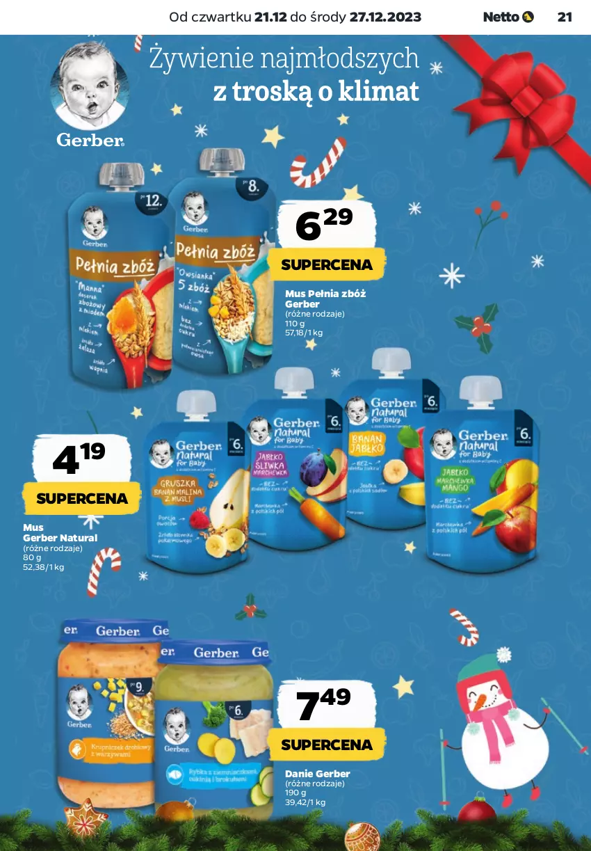 Gazetka promocyjna Netto - Artykuły spożywcze - ważna 21.12 do 27.12.2023 - strona 21 - produkty: Gerber, Mus