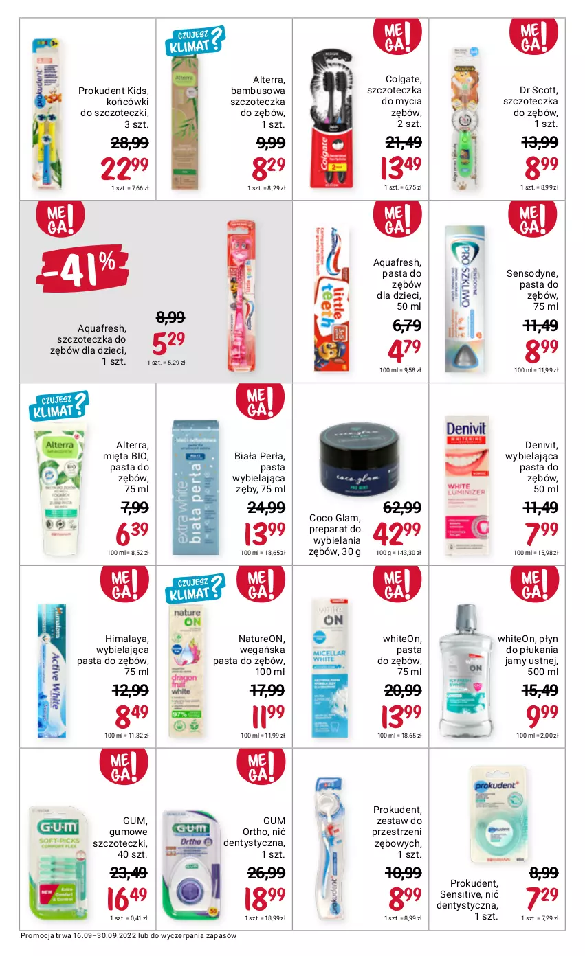 Gazetka promocyjna Rossmann - 16 września - ważna 16.09 do 30.09.2022 - strona 7 - produkty: Alterra, Aquafresh, Colgate, Denivit, Dzieci, Himalaya, Końcówki do szczoteczk, LG, Mięta, Nić dentystyczna, Pasta do zębów, Perła, Płyn do płukania, Płyn do płukania jamy ustnej, Prokudent, Sensodyne, Szczoteczka, Szczoteczka do zębów