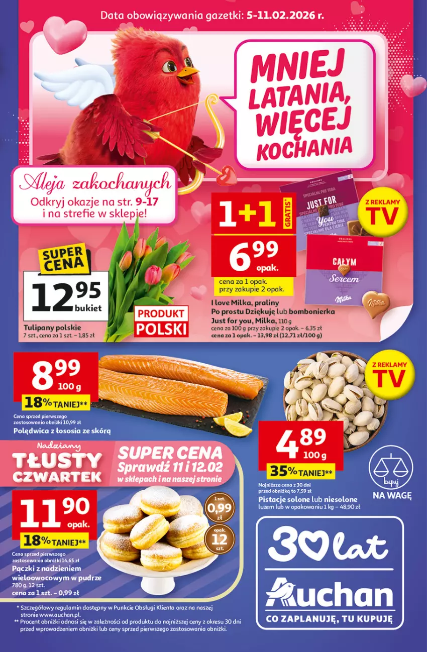 Gazetka promocyjna Auchan - Gazetka 30 Lat Hipermarket Auchan - ważna 05.02 do 11.02.2026 - strona 1 - produkty: Bryza, Pistacje, Por, Sos, Tulipan