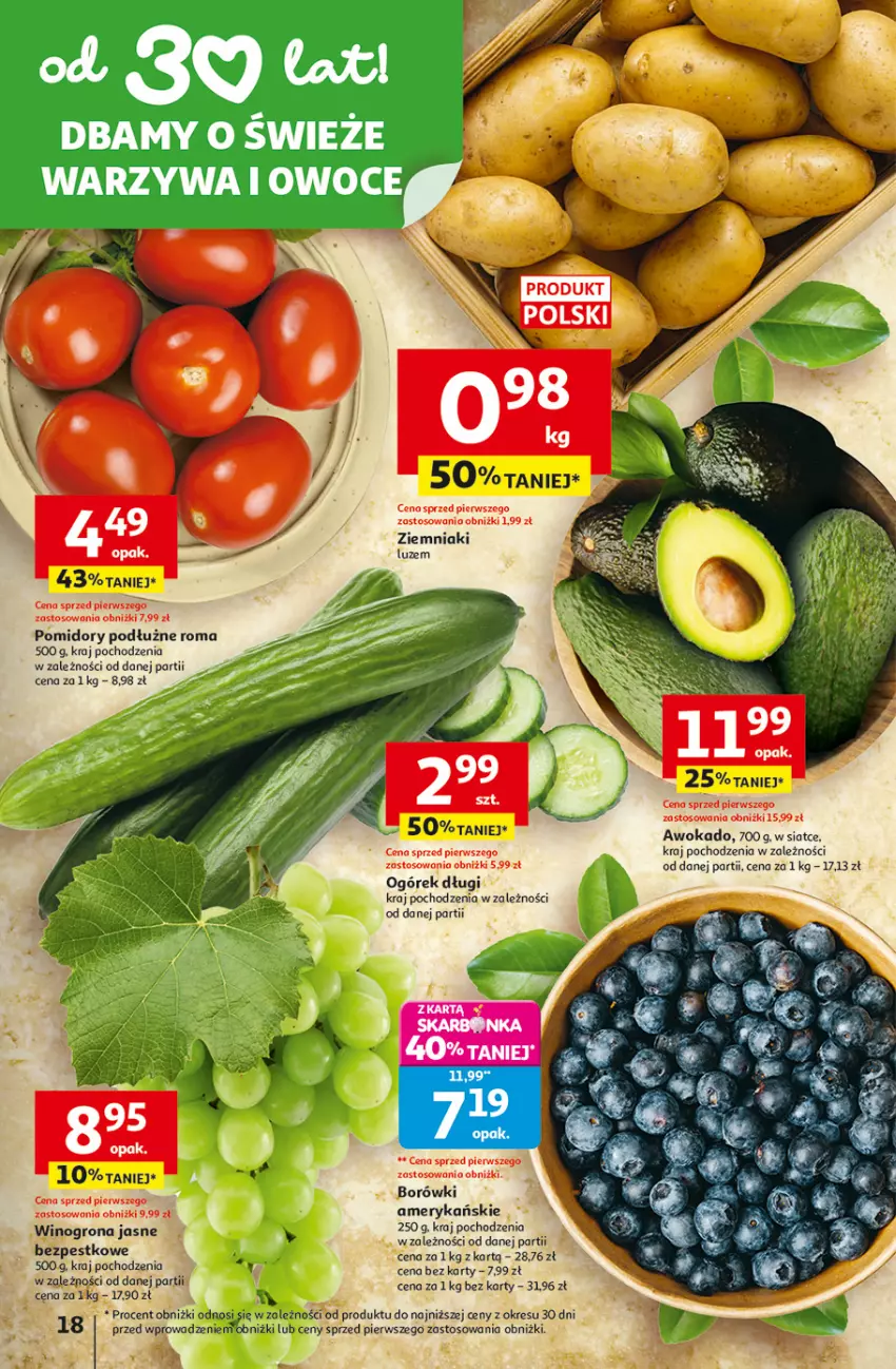 Gazetka promocyjna Auchan - Gazetka 30 Lat Hipermarket Auchan - ważna 05.02 do 11.02.2026 - strona 18 - produkty: Ogórek, Pomidory, Wino, Winogrona, Ziemniaki