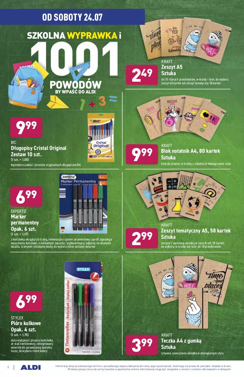 Gazetka promocyjna Aldi - ważna 21.07 do 28.07.2021 - strona 9 - produkty: BIC, Długopis, Gin, Marker, Por, Tusz