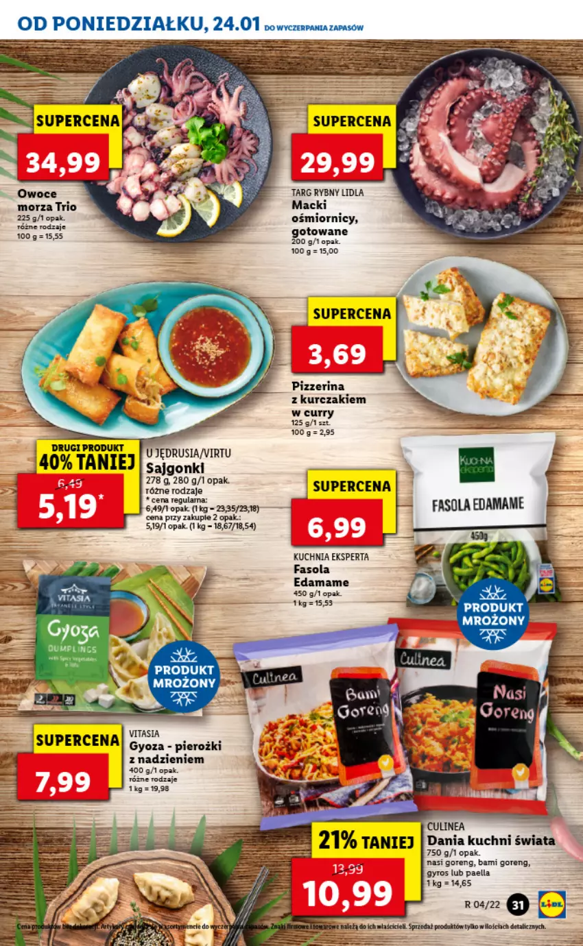 Gazetka promocyjna Lidl - GAZETKA - ważna 24.01 do 26.01.2022 - strona 31 - produkty: Edam, Fa, Fasola, Gyros, Kuchnia, Kurczak, Owoce, Pizzerina, Sajgonki, Virtu