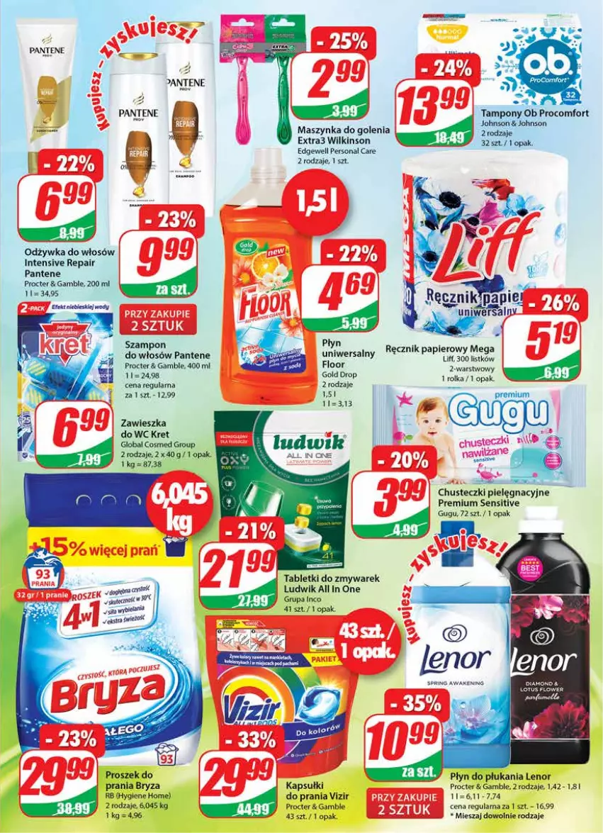 Gazetka promocyjna Dino - Gazetka - ważna 25.05 do 31.05.2022 - strona 27 - produkty: Bryza, Chusteczki, Fa, Kret, Lenor, Ludwik, Maszynka, Maszynka do golenia, Odżywka, Pantene, Papier, Płyn do płukania, Ręcznik, Szampon, Szynka, Tablet, Tampony, Vizir, Zawieszka do wc