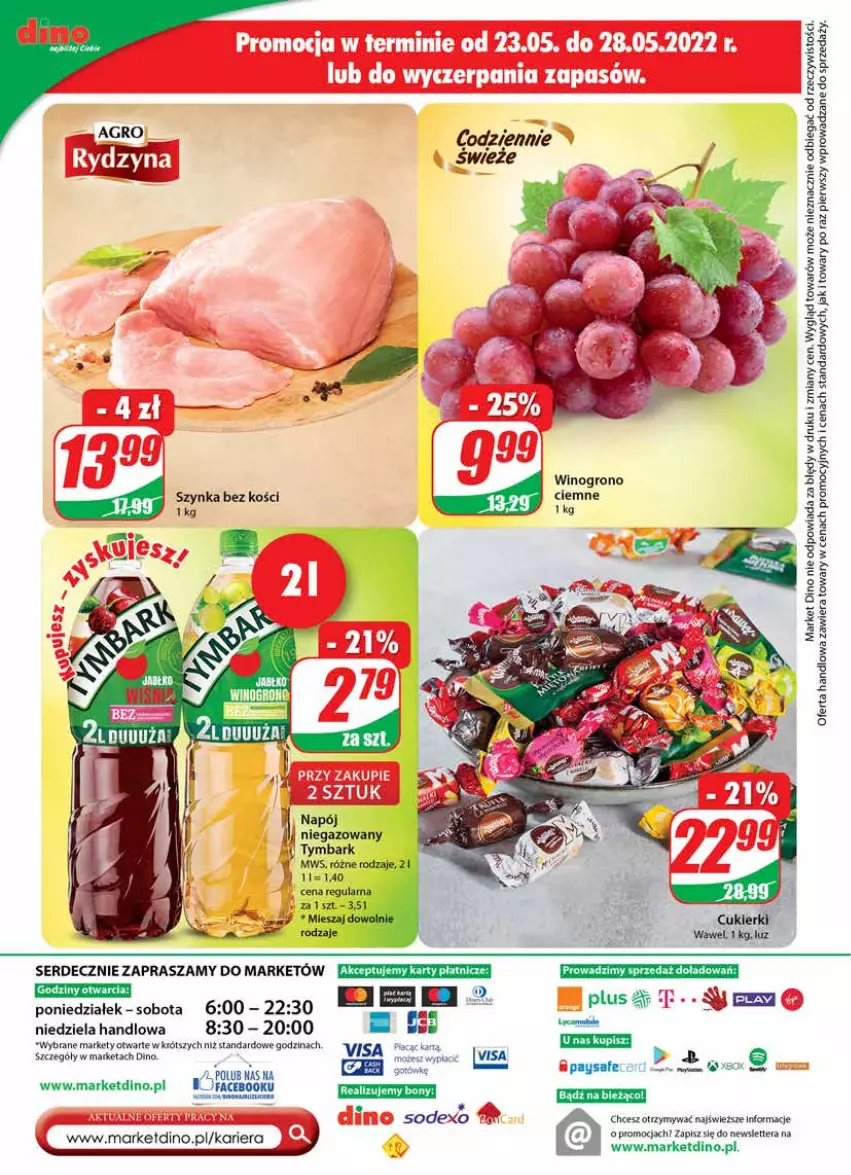 Gazetka promocyjna Dino - Gazetka - ważna 25.05 do 31.05.2022 - strona 28 - produkty: Napój, Ser, Szynka, Tera, Tymbark