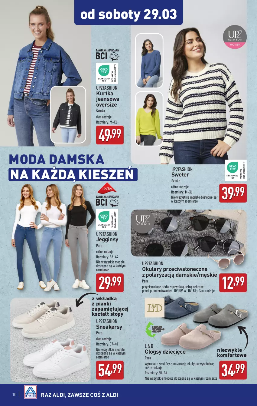 Gazetka promocyjna Aldi - Artykuły przemysłowe i tekstylia - ważna 26.03 do 29.03.2025 - strona 10 - produkty: Clogsy, Dzieci, Fa, Gin, Kurtka, Moda, Sneakersy, Sweter, Top