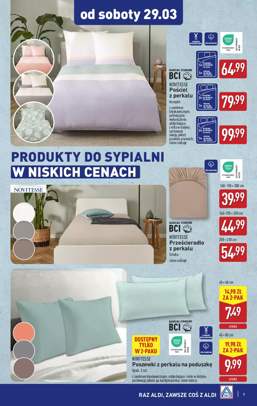 Gazetka promocyjna Aldi - Artykuły przemysłowe i tekstylia - ważna 26.03 do 29.03.2025 - strona 9 - produkty: Pościel, Poszewka, Prześcieradło, Wełna