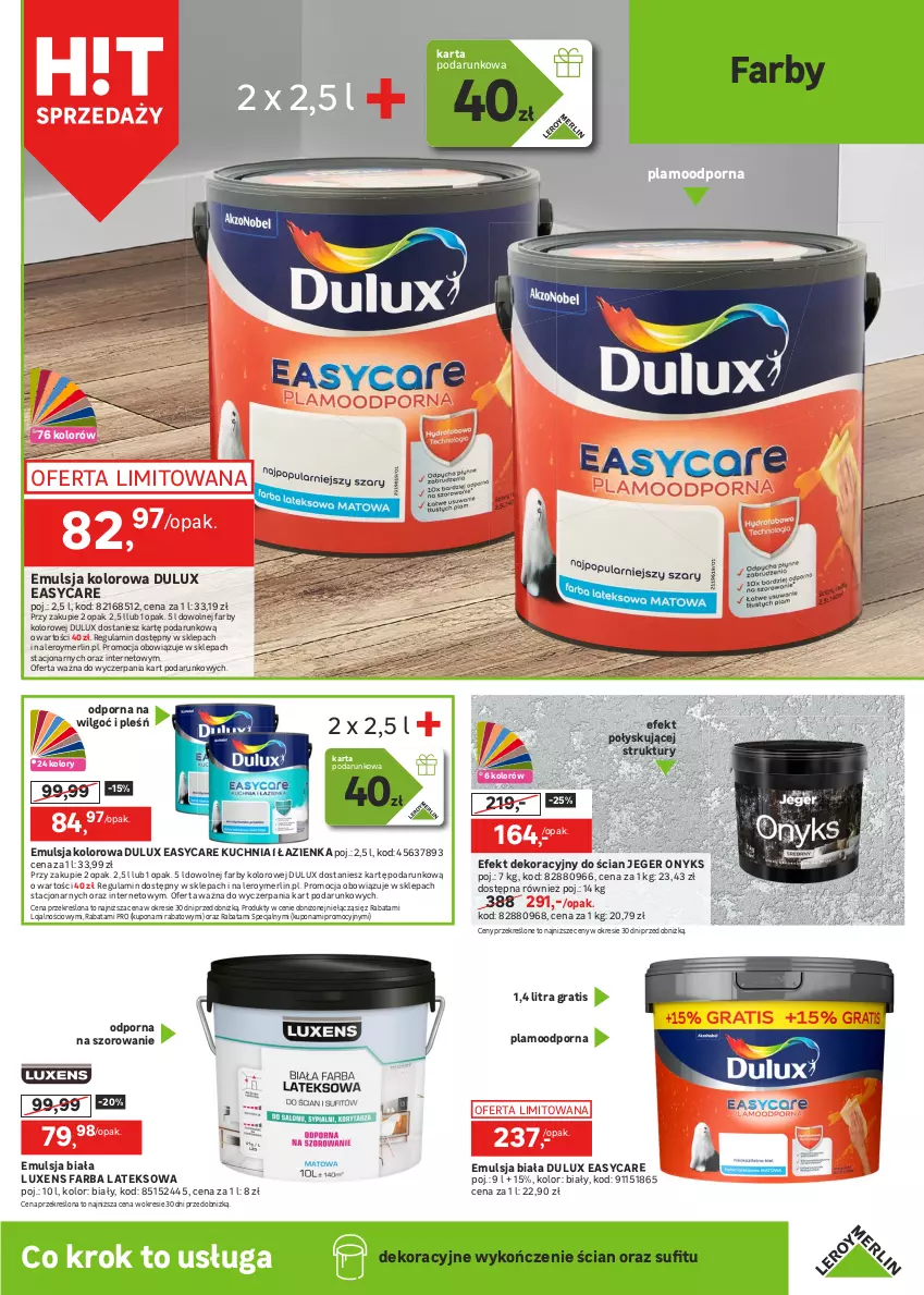 Gazetka promocyjna Leroy Merlin - Gazetka Leroy Merlin - ważna 03.04 do 25.04.2024 - strona 11 - produkty: Dulux, Emulsja, Fa, Farba lateksowa, Gra, Kuchnia, Lakier, LG, Luxens, Por, Sos