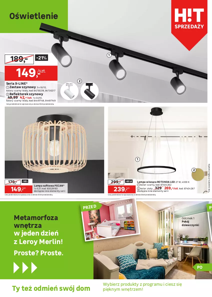 Gazetka promocyjna Leroy Merlin - Gazetka Leroy Merlin - ważna 03.04 do 25.04.2024 - strona 12 - produkty: Gra, Karnisz, Kuchnia, Lampa, Lampa sufitowa, Lampa wisząca, Listwa, Olej, Reflektor, Roleta, Ser, Szyna, Szyny, Zasłona