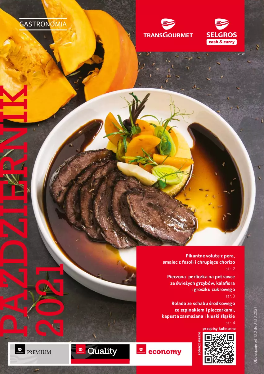 Gazetka promocyjna Selgros - Oferta gastronomiczna - ważna 30.09 do 13.10.2021 - strona 1 - produkty: Fa, Kalafior, Perliczka, Piec, Pieczarka, Por, Rolada, Smalec, Szpinak