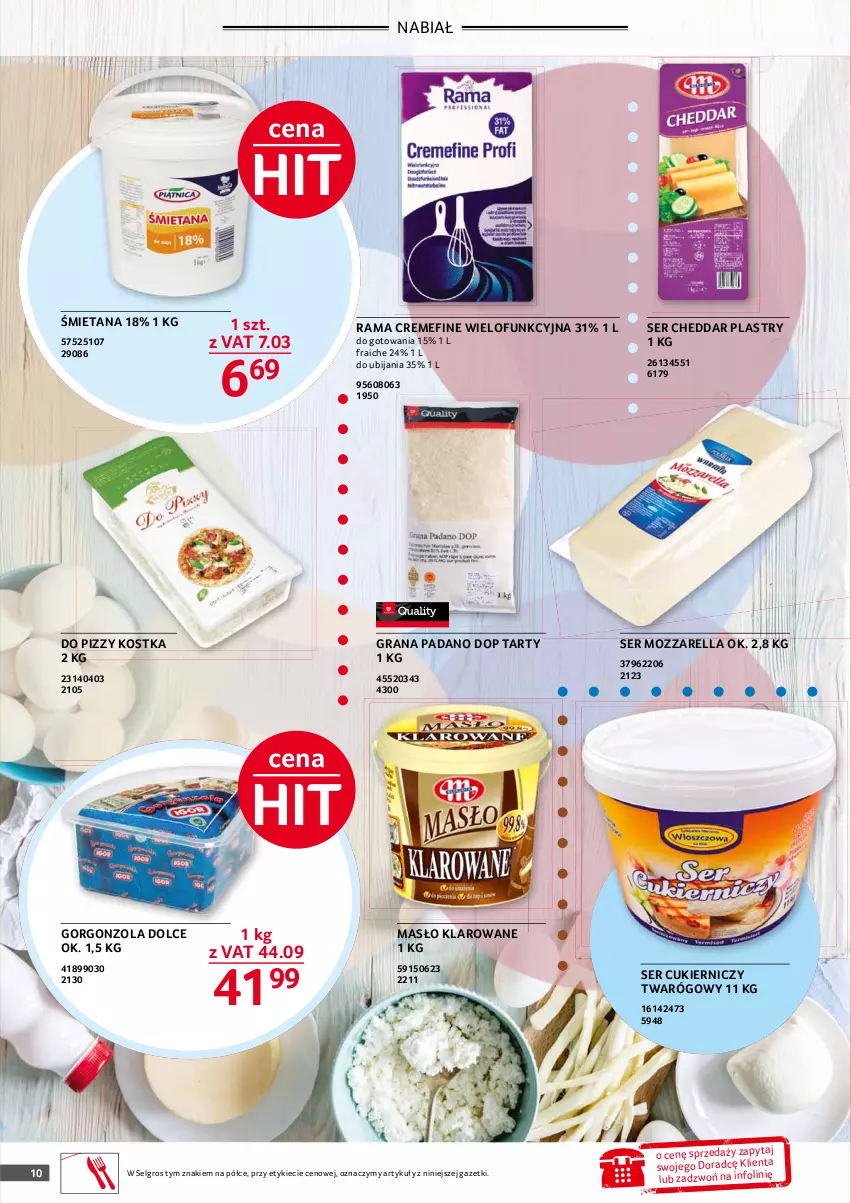 Gazetka promocyjna Selgros - Oferta gastronomiczna - ważna 30.09 do 13.10.2021 - strona 10 - produkty: Cheddar, Cukier, Gorgonzola, Gra, LG, Masło, Masło klarowane, Mozzarella, Rama, Ser, Twaróg