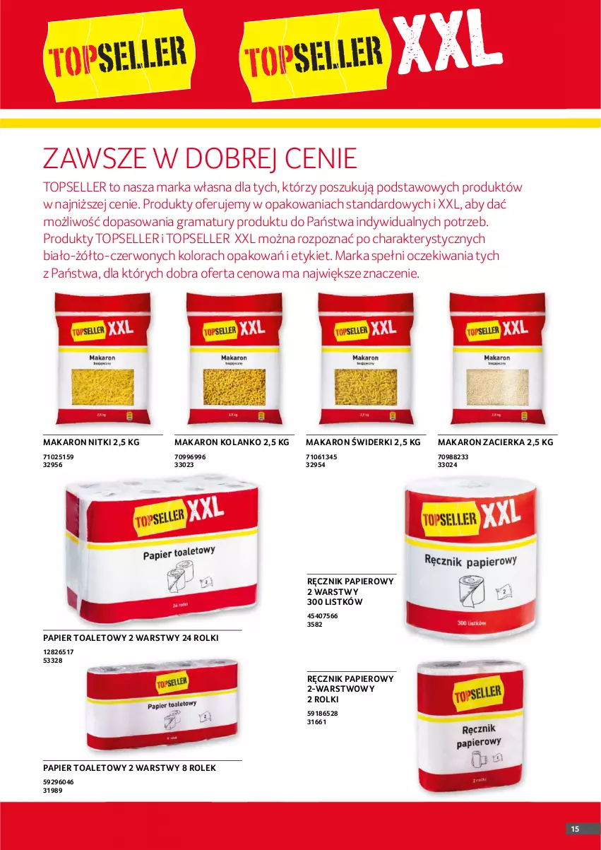 Gazetka promocyjna Selgros - Oferta gastronomiczna - ważna 30.09 do 13.10.2021 - strona 15 - produkty: Gra, Makaron, O nas, Papier, Papier toaletowy, Rama, Ręcznik, Rolki, Top, Zacierka