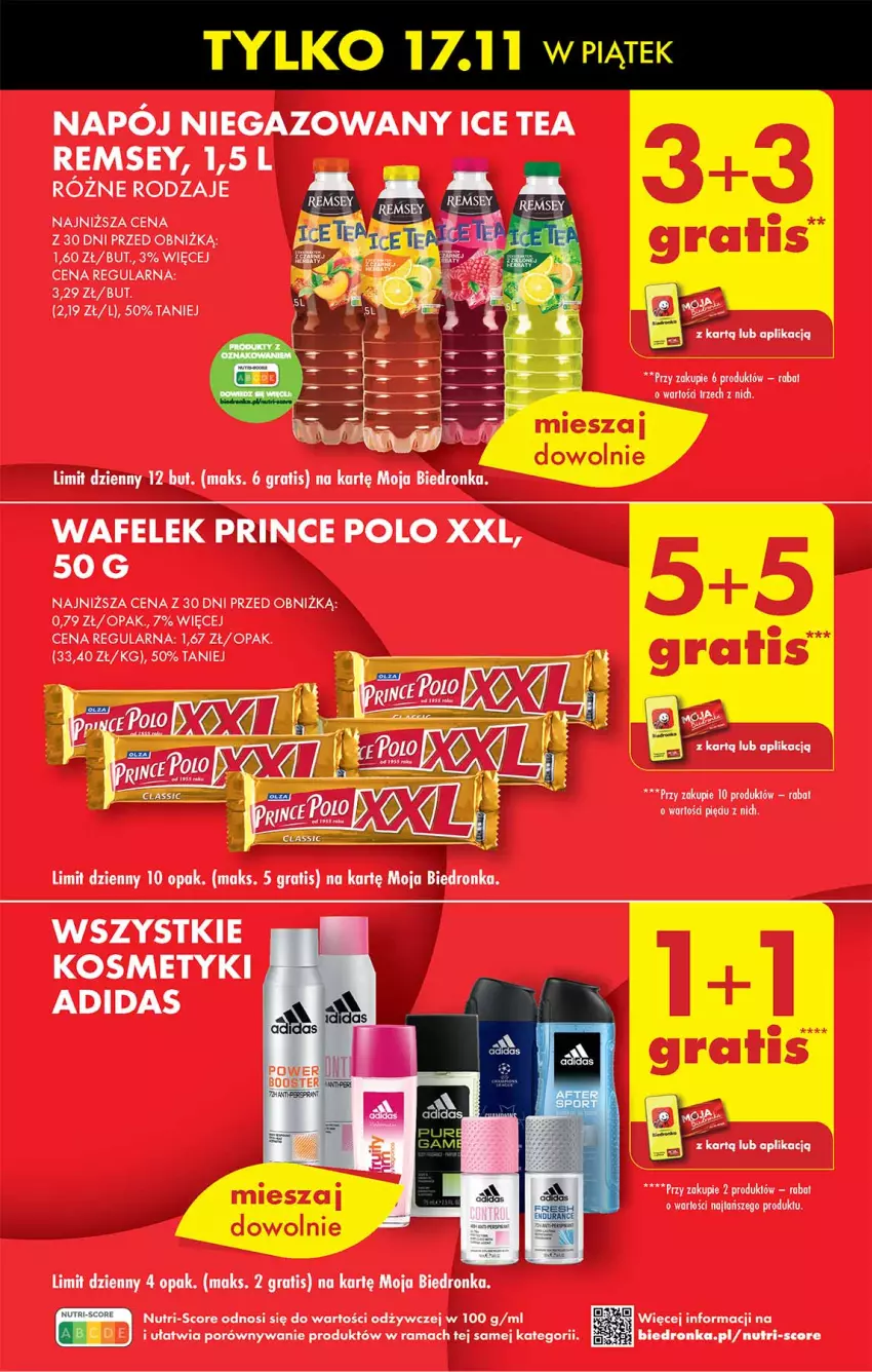 Gazetka promocyjna Biedronka - Od czwartku - ważna 16.11 do 22.11.2023 - strona 3 - produkty: Adidas, Dron, Ice tea, Napój, Napój niegazowany, Por, Prince Polo, Rama, Wafelek