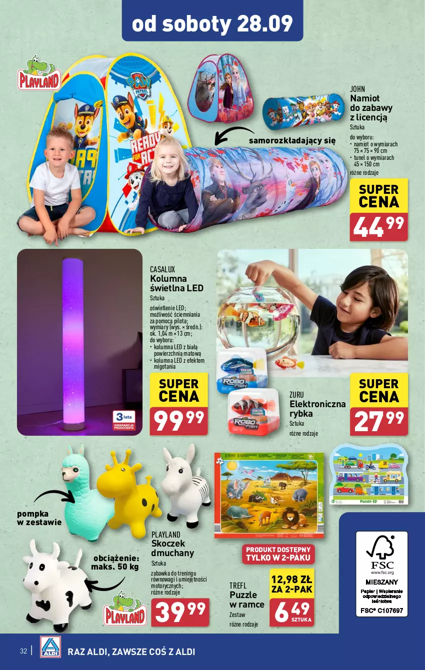 Gazetka promocyjna Aldi - Pełna oferta - ważna 23.09 do 28.09.2024 - strona 32 - produkty: Koc, Namiot, Pompka, Puzzle, Tunel, Wagi, Zabawka