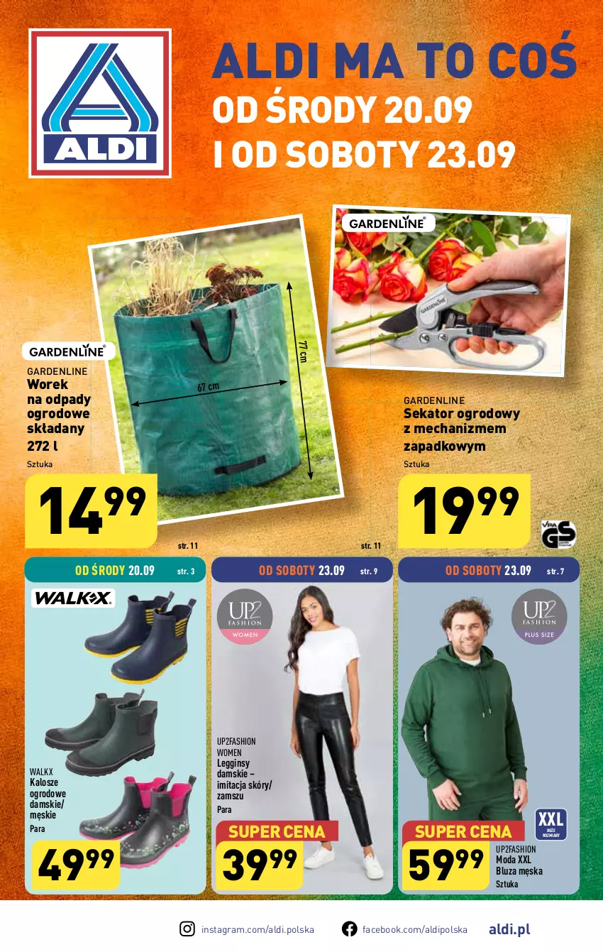 Gazetka promocyjna Aldi - Artykuły przemysłowe i tekstylia - ważna 20.09 do 23.09.2023 - strona 1 - produkty: Bluza, Fa, Gin, Gra, Legginsy, Moda, Sekator