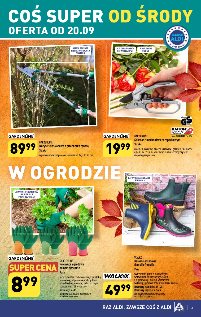 Gazetka promocyjna Aldi - Artykuły przemysłowe i tekstylia - ważna 20.09 do 23.09.2023 - strona 3 - produkty: Noż, Nożyce, Por, Rękawice, Sekator, Teleskop, Wełna