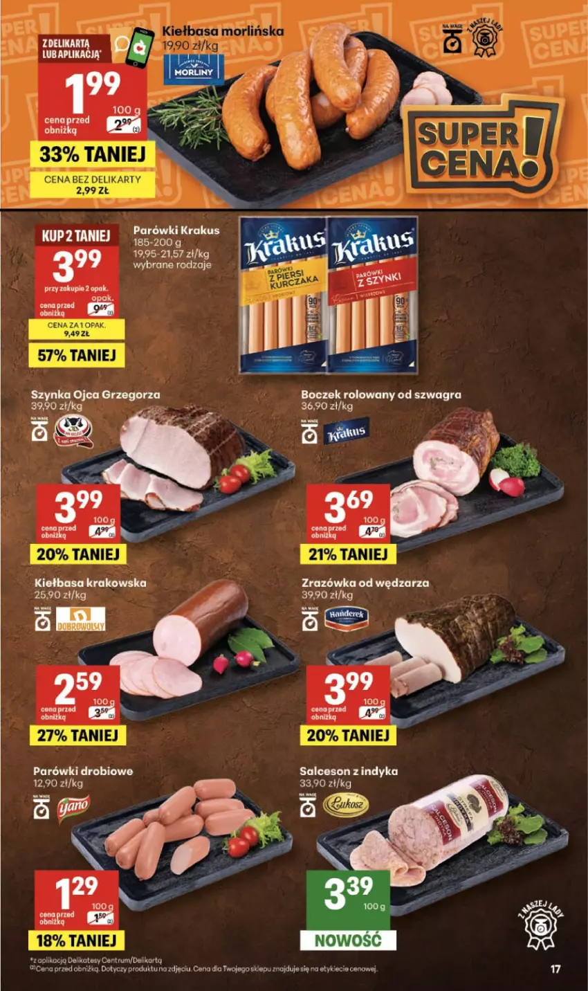 Gazetka promocyjna Delikatesy Centrum - Franczyza DC21 Czwartek - ważna 21.05 do 27.05.2026 - strona 17 - produkty: Boczek, Fa, Gra, Kiełbasa, Kiełbasa krakowska, Parówki, Rum, Szynka