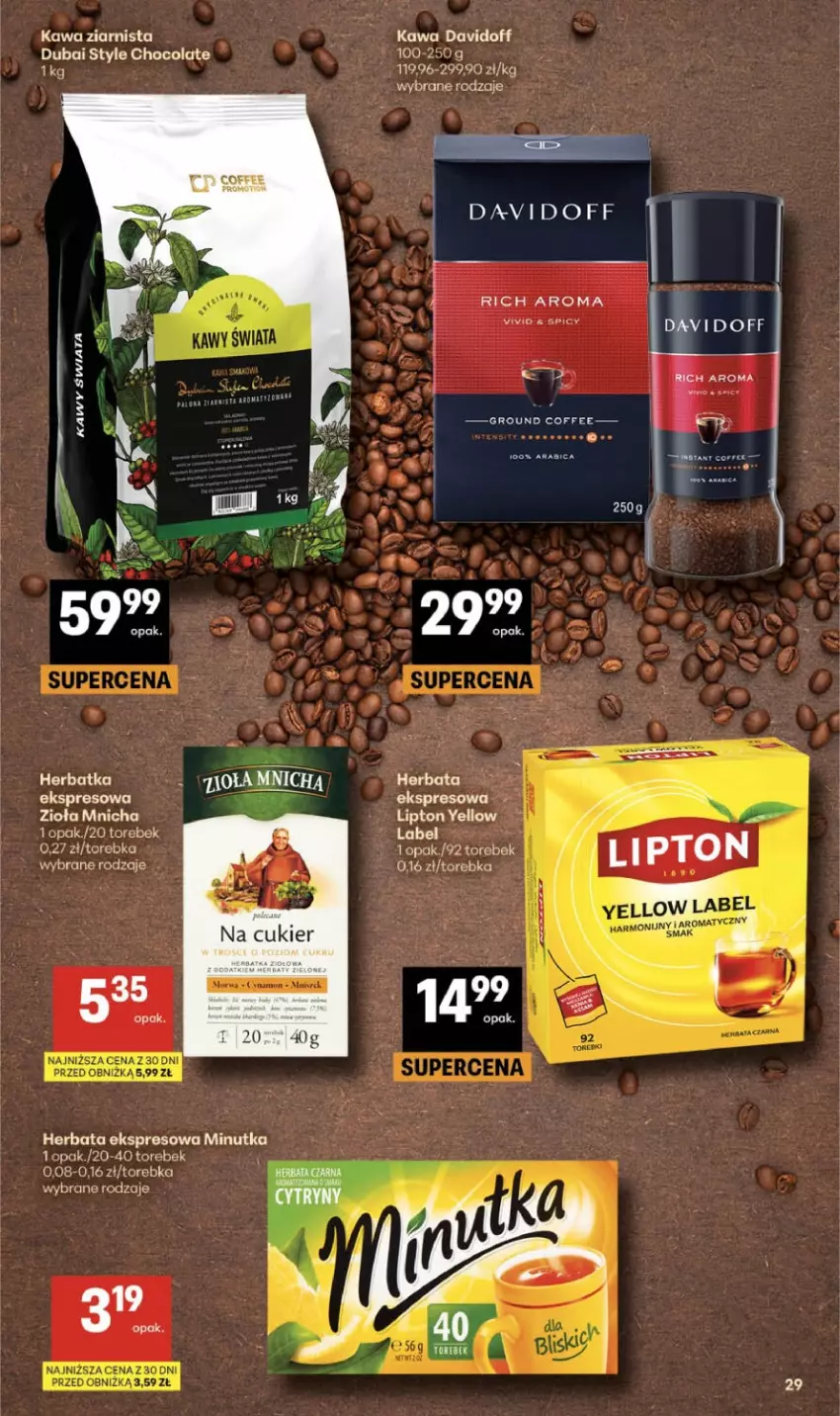 Gazetka promocyjna Delikatesy Centrum - Franczyza DC21 Czwartek - ważna 21.05 do 27.05.2026 - strona 29 - produkty: Cukier, Davidoff, Herbata, Kawa, Lipton, Top, Torebka