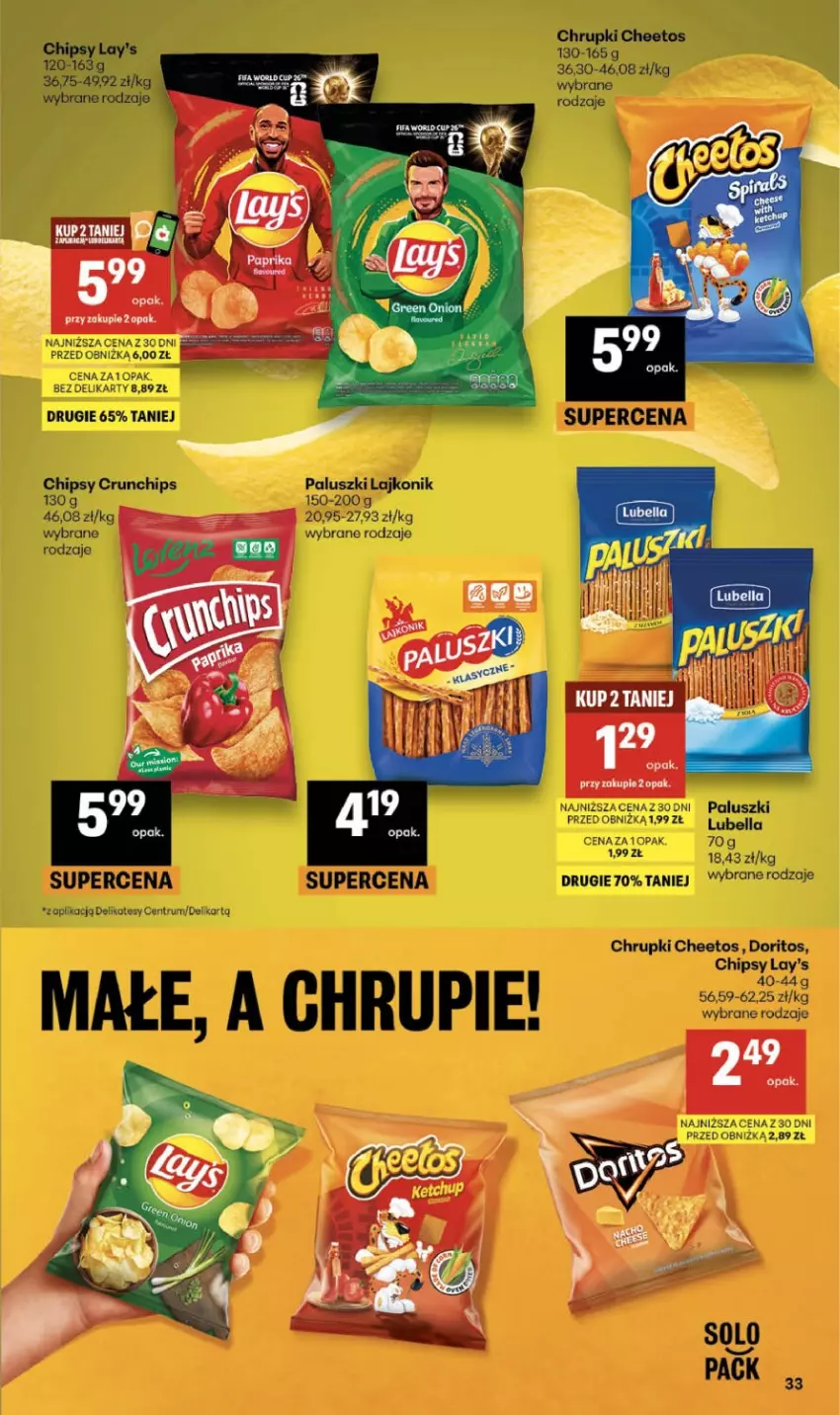 Gazetka promocyjna Delikatesy Centrum - Franczyza DC21 Czwartek - ważna 21.05 do 27.05.2026 - strona 33 - produkty: Bell, Bella, Cheetos, Chipsy, Chrupki, Crunchips, Lajkonik, Rum