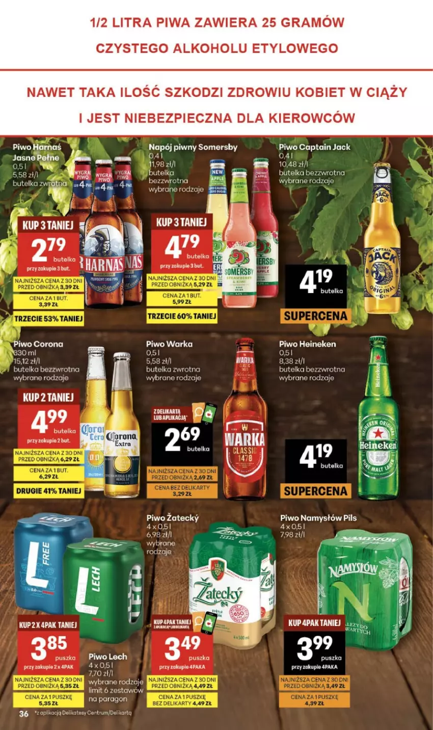 Gazetka promocyjna Delikatesy Centrum - Franczyza DC21 Czwartek - ważna 21.05 do 27.05.2026 - strona 36 - produkty: Gra, Harnaś, Heineken, Namysłów, Napój, Piec, Piwa, Piwo, Somersby, Warka