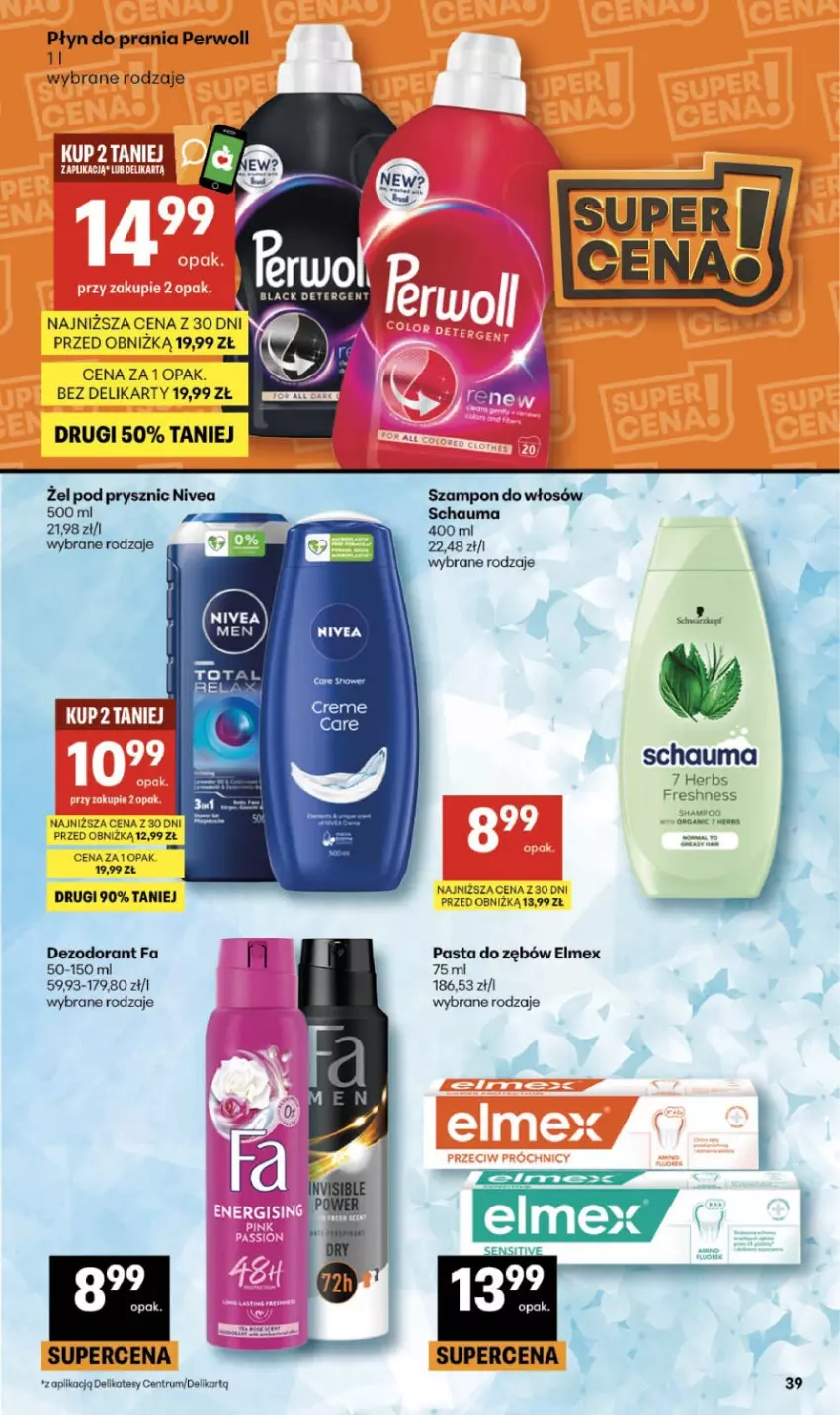 Gazetka promocyjna Delikatesy Centrum - Franczyza DC21 Czwartek - ważna 21.05 do 27.05.2026 - strona 39 - produkty: Dezodorant, Elmex, Fa, Lack, Nivea, Pasta do zębów, Perwoll, Płyn do prania, Rum, Schauma, Szampon