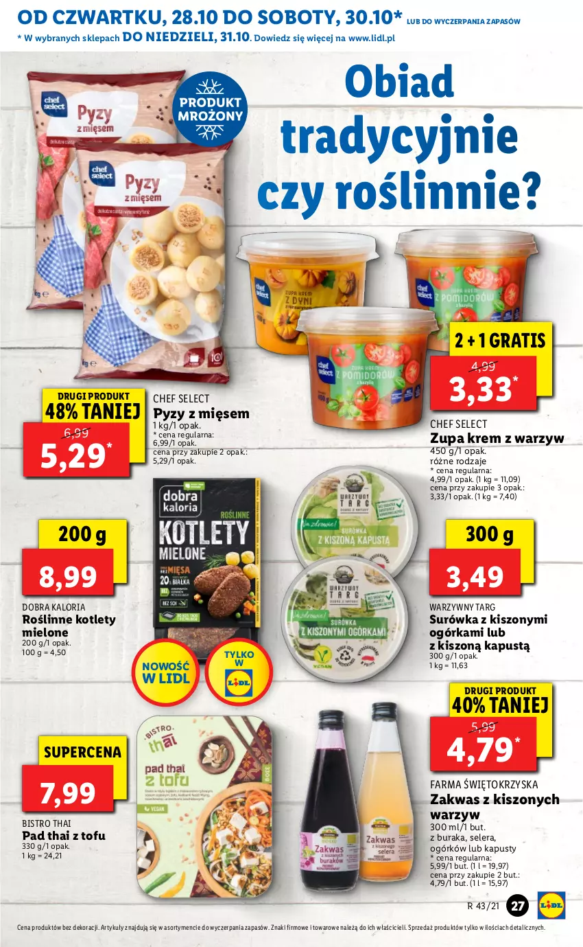 Gazetka promocyjna Lidl - GAZETKA - ważna 28.10 do 31.10.2021 - strona 27 - produkty: Fa, Gra, Kapustą, Kotlet, Surówka, Tofu, Zupa