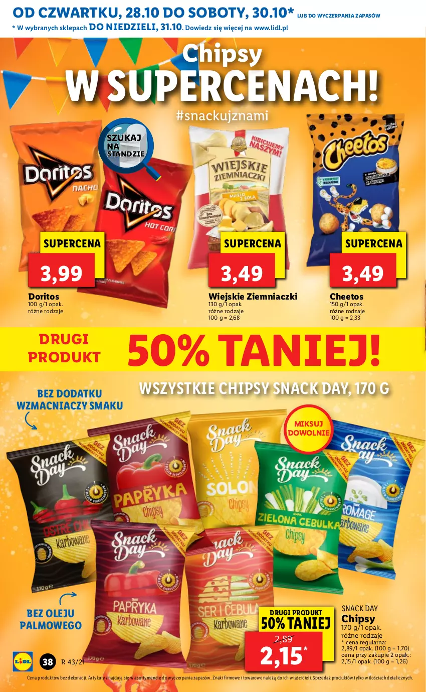 Gazetka promocyjna Lidl - GAZETKA - ważna 28.10 do 31.10.2021 - strona 38 - produkty: Cheetos, Chipsy, Olej